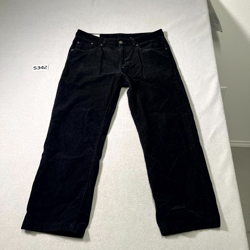 Merona Pants Mens 36x34 Black Corduroy Cotton Outdoor Relaxed Fit Straight Fit